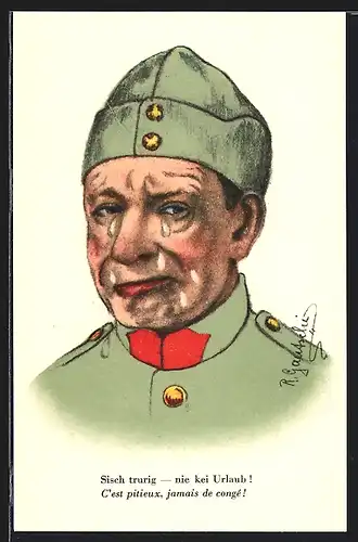 AK Soldat weint, weil er keinen Urlaub bekommt
