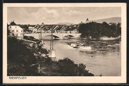 AK Rheinfelden, Partie am Rhein mit Brücke