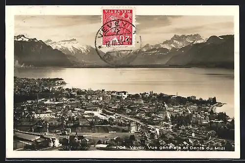 AK Vevey, Vue generale et Dents du Midi