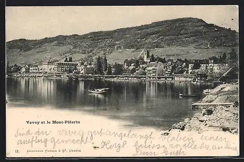 AK Vevey, le Mont-Pelerin, Ortsansicht mit See