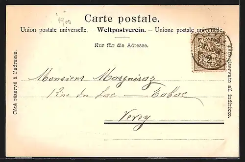 AK Vevey, Place Orientale, Strassenbahn