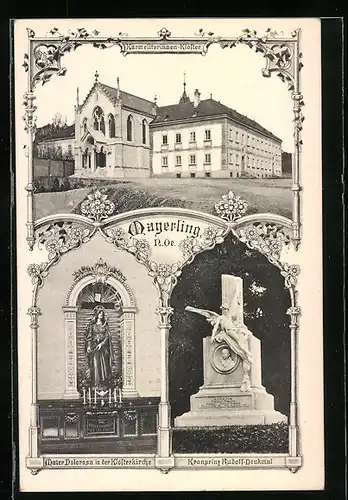 AK Mayerling, Karmeliterinnenkloster, Kronprinz Rudolf-Denkmal