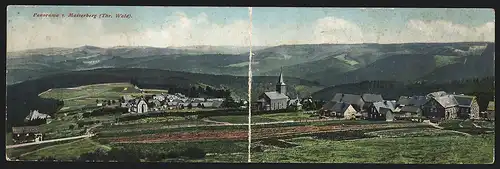 Klapp-AK Masserberg / Thr. Wald, Panoramablick auf den Ort und das Umland