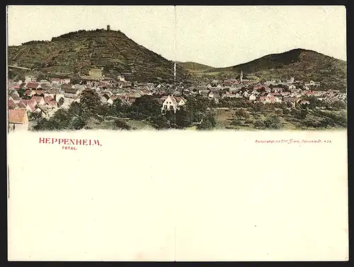 Klapp-AK Heppenheim, Panoramablick auf den Ort