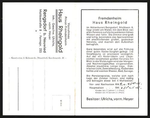 Klapp-AK Rengsdorf b. Neuwied, Hotel Haus Rheingold, Moltkestrasse 8
