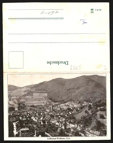 Klapp-AK Wolfstein /Pfalz, Markierungs-Karte für den Königsberg, rückseitig Ortsansicht