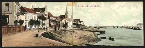 Klapp-AK Emmerich am Rhein, Promenade am Rheinufer, Dampfer