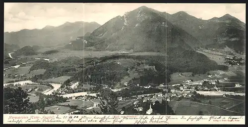 Klapp-AK Marquartstein, Totalansicht gegen die Berge