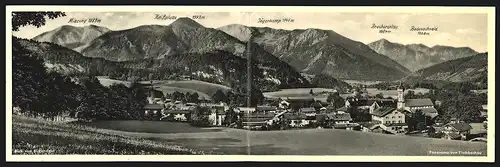 Klapp-AK Fischbachau, Ortsansicht mit Heissplatte und Jägerkamp