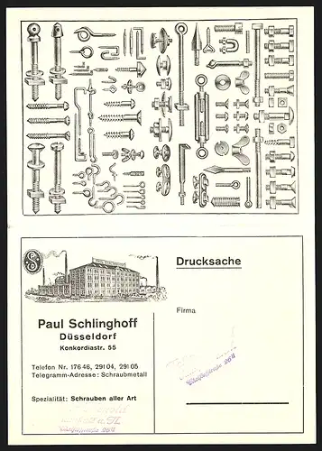 Klapp-AK Düsseldorf, Schrauben-Firma Paul Schlinghoff, Konkordiastrasse 55