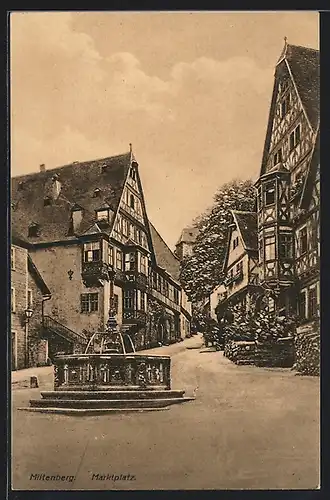 AK Miltenberg, Marktplatz mit Brunnen