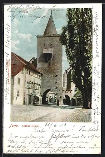 AK Jena, Johannisturm mit Strasse