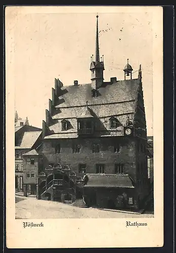 AK Pössneck, Rathaus mit Turm