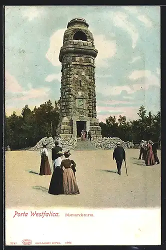 AK Porta Westfalika, Blick zum Bismarckturm