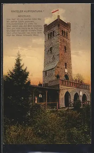 AK Rinteln /Weser, Rintelner Klippenturm mit Weserlied