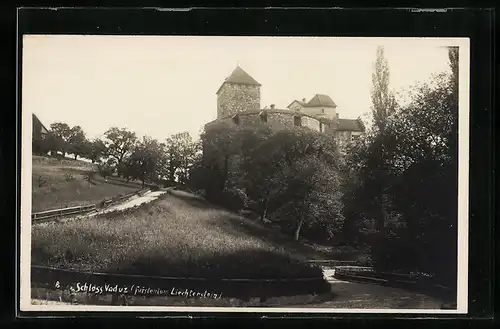 AK Vaduz, Schloss Vaduz mit Strassen
