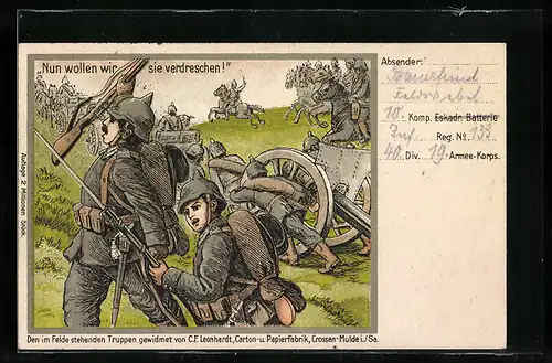 AK Deutsche Soldaten mit Kanonen auf dem Vormarsch