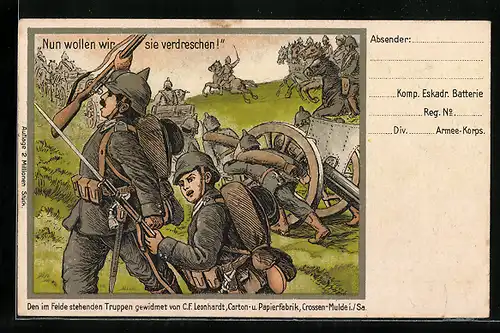 AK Deutsche Soldaten mit Kanonen auf dem Vormarsch