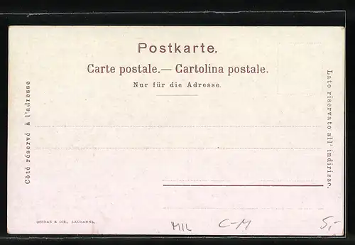 Künstler-AK Lausanne, Premiere Assermentation du Grand Conseil le 24.Mai 1803, a la Cathedrale, 1803-1903