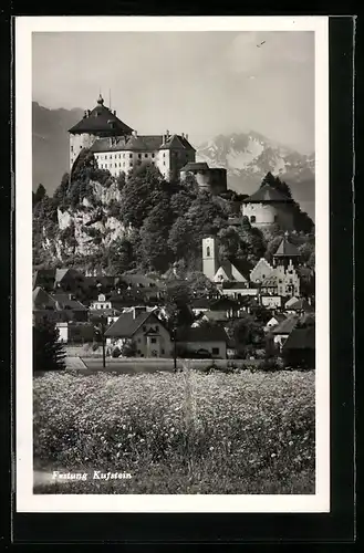 AK Kufstein, Ortsansicht mit Festung Kufstein