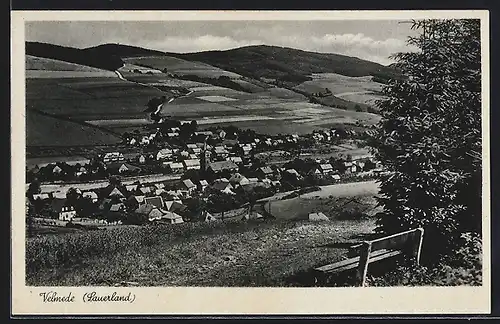 AK Velmede /Sauerland, Ortsansicht aus der Vogelschau