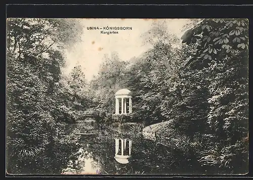 AK Unna-Königsborn, Kurgarten mit Pavillon
