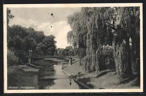 AK Herford, Werrepartie mit Brücke