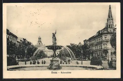 AK Bonn, Kaiserplatz mit Springbrunnen