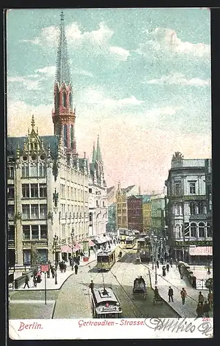 AK Berlin, Gertraudten-Strasse mit Strassenbahn
