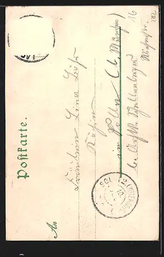 Lithographie Lager Lechfeld, Gesamtansicht aus der Vogelschau, Soldaten mit mobiler Kanone