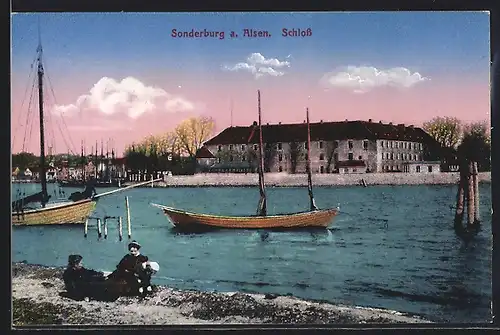 AK Sonderborg a. Alsen, Schloss mit Booten