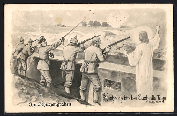 Ak Soldaten Mit Jesus Christus Im Schützengraben Nr 12890692