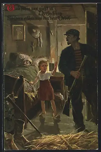 AK Serie Das Vaterunser, Bild 5, Des Feindes Kind-des Kriegers Engel