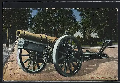 AK Kanone eines Fuss-Artillerie-Regiments