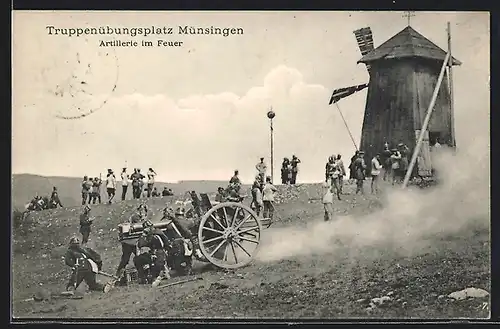 AK Münsingen, Truppenübungsplatz, Artillerie im Feuer