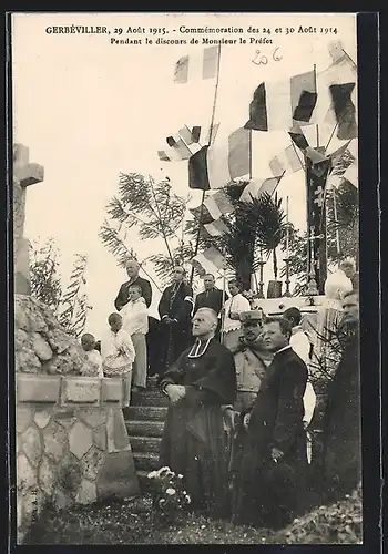 AK Gerbéviller, Commémoration 1914, Pendant le discours de Monsieur le Préfet