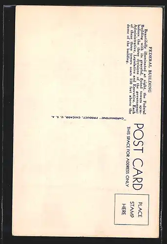 AK Chicago, World`s Fair, Fluted Towers of Federal Building