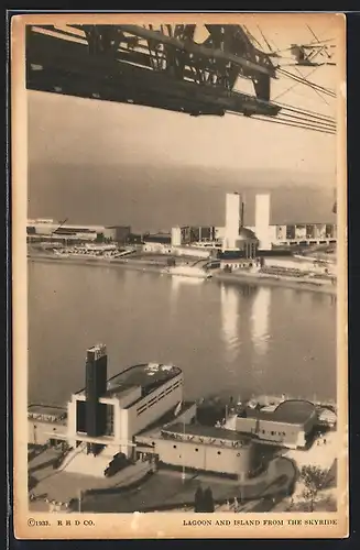 AK Chicago, A Century of Progress 1933, Lagoon and Island from the Skyride