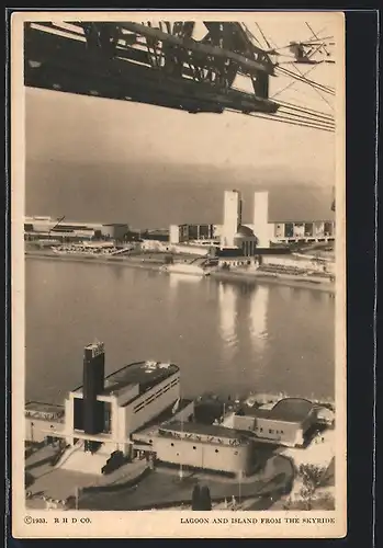 AK Chicago, A Century of Progress 1933, View of Lagoon and Island from the Skyride