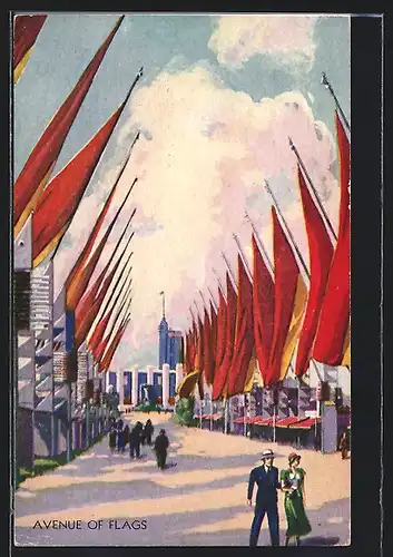 AK Chicago, A Century of Progress 1933, Avenue of Flags