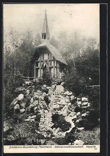 AK Mannheim, Kunst- und Gartenbauausstellung 1907, Schwarzwaldlandschaft, Kapelle