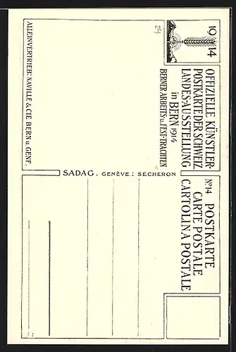 Künstler-AK Bern, Schweizerische Landes-Ausstellung 1914, Berner Arbeits- und Festtrachten