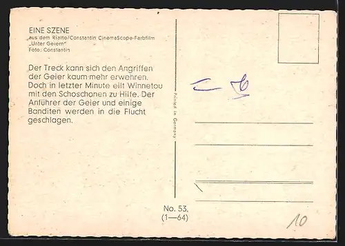 AK Szene aus Unter Geiern, Winnetou kommt den Treck zur Hilfe, Karl May