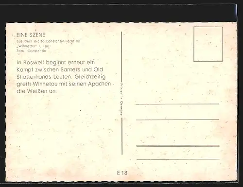 AK Filmszene aus Karl May-Film Winnetou, Winnetou greift mit seinem Stamm an