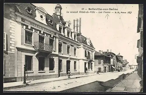 AK Belleville-sur-Saone, Le nouvel Hotel-de-Ville, Les Postes