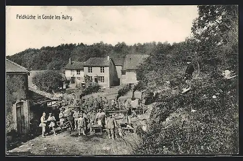 AK Conde-les-Autry, Deutsche Feldküche aus der Vogelschau