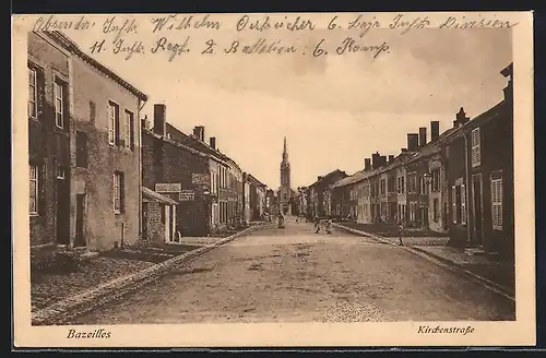 AK Bazeilles, Kirchenstrasse mit Kirche