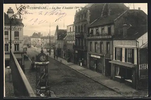 AK Compiègne, La Rue d`Amiens, Strassenpartie