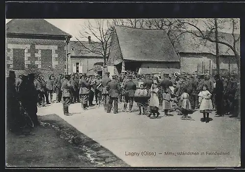 AK Lagny, Mittagsständchen in Feindesland