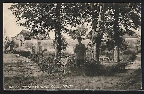 AK Merlet, Blick auf die Mühle, Feldzug 1914-15